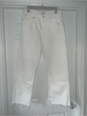 Agolde White Straight-Leg Raw Hem Jeans Organic Cotton!
